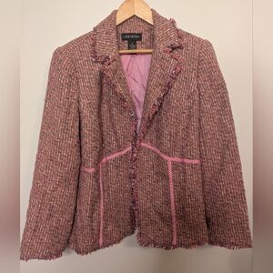 Lane Bryant vintage Tweed pink, orange white brown black jacket size 16